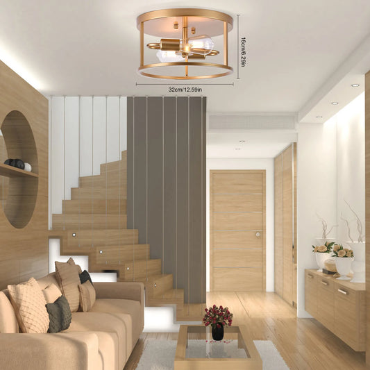 2-Heads Ceiling Lights E26 Fixture Living Room Farmhouse Flush Mount Ceiling Light