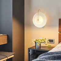 Bymaocar Vintage Wall Light Sconce with Round Frosted White Glass Shade Indoor Lighting Switch Control for Living Room Bedroom