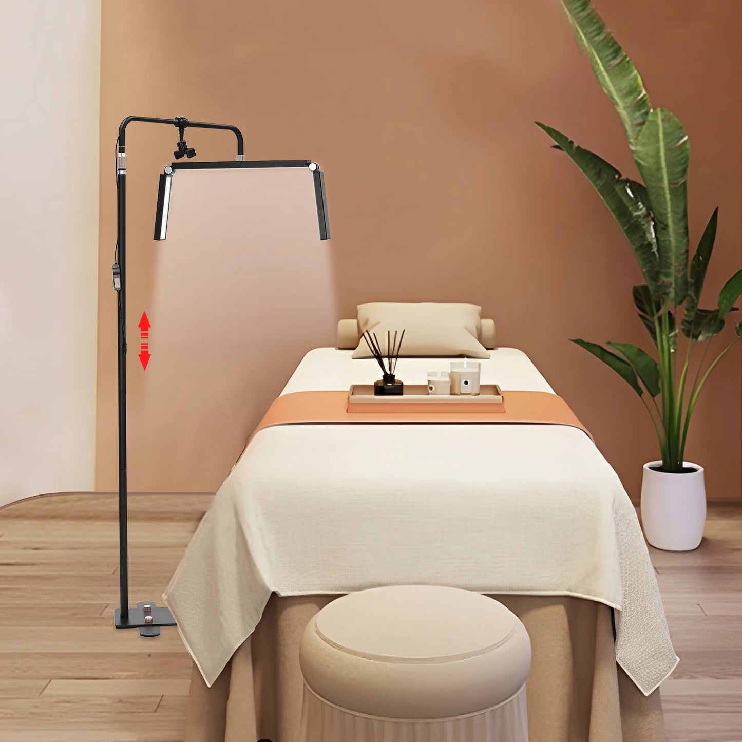 40W LED Half Moon Floor Lamp Dimmable 3-Color 3600LM, Height & Angle Adjustable for Makeup, Salon, Live Streaming