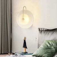 Bymaocar Vintage Wall Light Sconce with Round Frosted White Glass Shade Indoor Lighting Switch Control for Living Room Bedroom