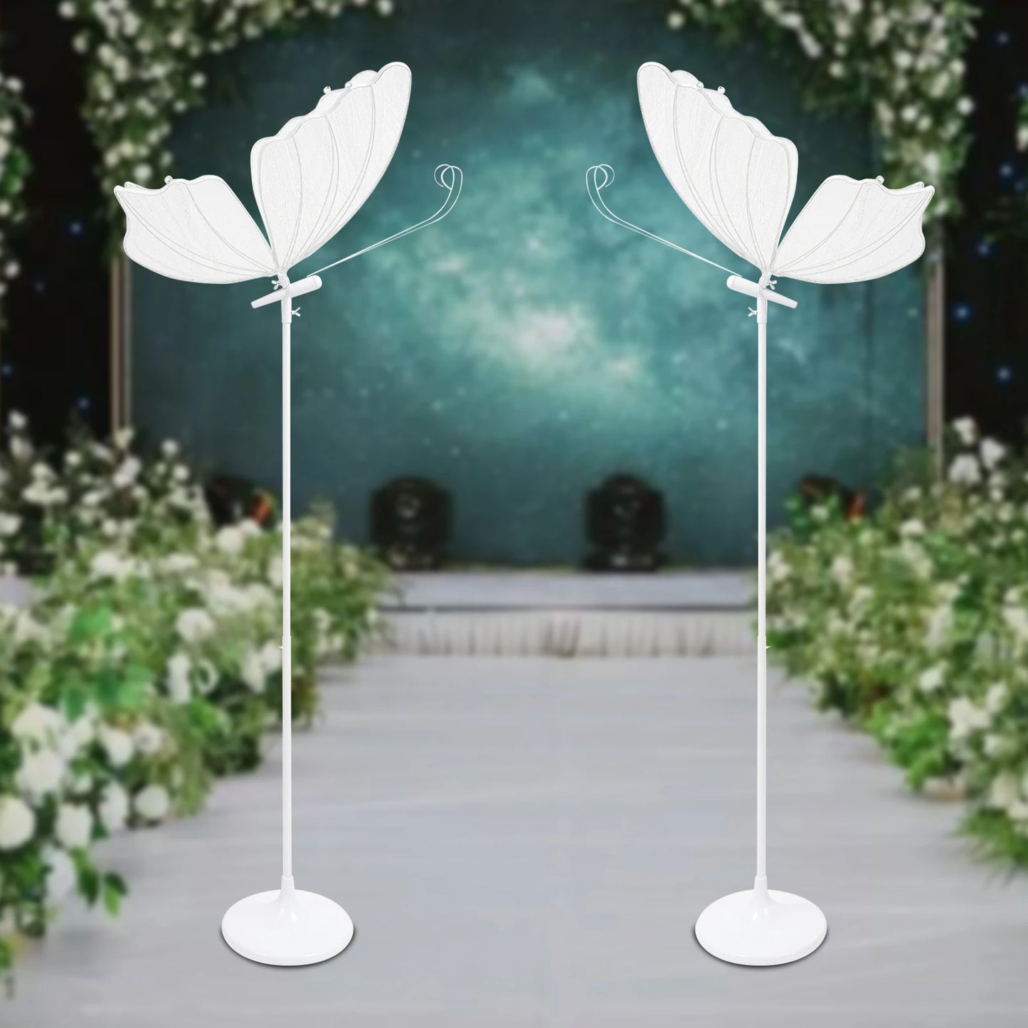 BYMAOCAR 2PCS Wedding Butterfly Floor Lamp LED Butterfly Ceiling Lamp for Wedding Party 57.5-70.1in Adjustable Height