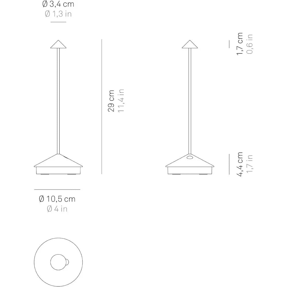 Black Cordless LED Table Lamp with Touch Dimming, Powder-Coated Aluminum, Suitable for Indoor and Outdoor Use, and Contact Charg