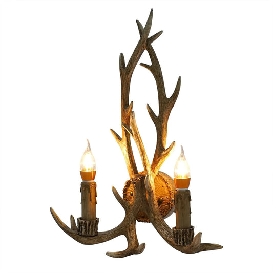 Deer Antler Wall Light, Rustic Style Candle Antler Wall Lamp 40W Led Wall Sconces E14 Bulbs Wall Light Fixtures for Bedroom Living Room