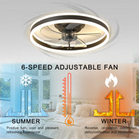 ARLGSITE Low Profile Ceiling Fans with Lights and Remote, Fandelier Ceiling Fan Flush Mount，Black Modern Smart Ceiling Fans