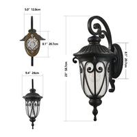 Classic Outdoor Wall Lantern, Black Vintage Wall Sconce with Bubble Glass, Weatherproof Exterior Light Fixture(No Bulb)