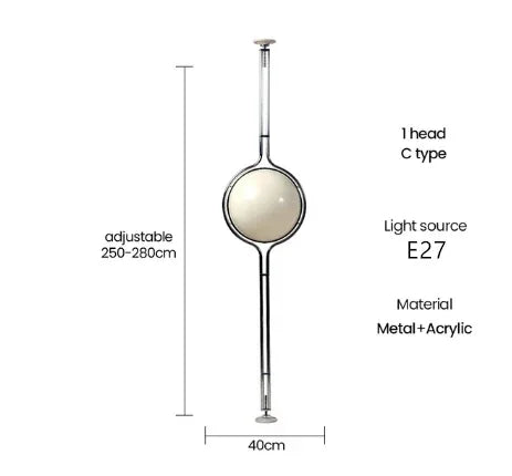 Garrault  Delord Floor Lamp Chrome Metal White Acrylic Ball Floor Light Living Room Hotel Room Sofa  Decoration Lamp