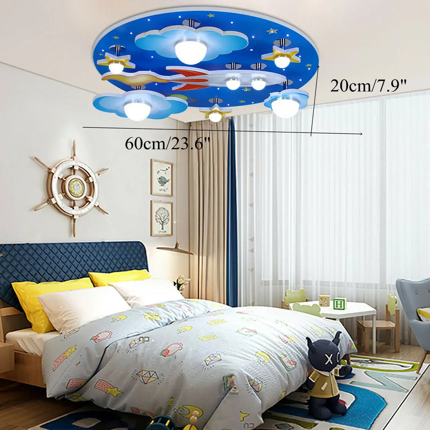 Cartoon Airplane and Globe LED Flush Mount Light - Modern Ceiling Fixture for Kids Room