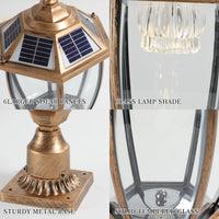 Vintage Solar LED Post Light, Waterproof Outdoor Garden Lamp with Automatic On/Off, For Yard, Patio, and Pathway Lighting
