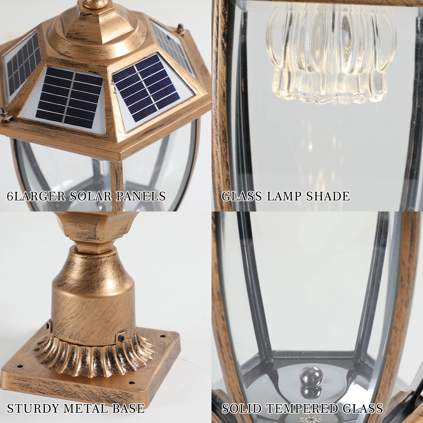 Vintage Solar LED Post Light, Waterproof Outdoor Garden Lamp with Automatic On/Off, For Yard, Patio, and Pathway Lighting