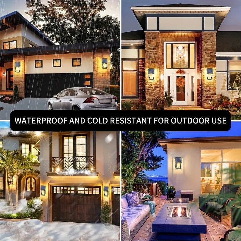 4/8PCS Outdoor Solar Tungsten Wall Lights IP55 Waterproof LED Safety Lamp Patio Yard Decorative Lamp Automatic Light Up At Night