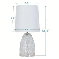 12.75" Mini Clear Glass Table Lamp with White Shade，Easy operation