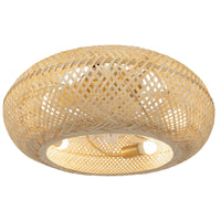 20" Farmhouse Boho Rattan Woven Bamboo Ceiling Fan with Light w/ Remote Control