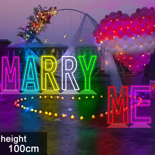 100cm Color-Changing Neon Letter Light Sign Free-Standing A-Z Alphabet with Clear Backer for Party Decoration Illuminated Lights