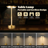3 Color Table Lamp Silver Rechargeable Lamps For Table Usb Led Touch Dimmable Black And Gold Gold Modern Creative Eye Protecting