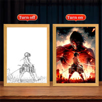 Anime Attack on Titan Night Light Painting Picture Frame Room Decor Home Wall Decorative Art For Bedroom Friends Gifts Moon Lamp