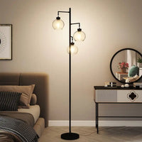 67" Tree-Shaped Floor Lamp with 3 Lights, Glass Shade, Foot Switch, Modern Design for Living Room Lighting