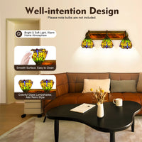 3-light Antique Wall Lamp Glass Metal Dragonfly Pattern Dome Blue Green Orange Indoor Downlight Wall-mounted