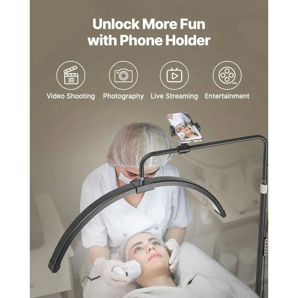 Dimmable Floor Lamp for Estheticians 26inch Adjustable Arched Design Beauty Lash Light