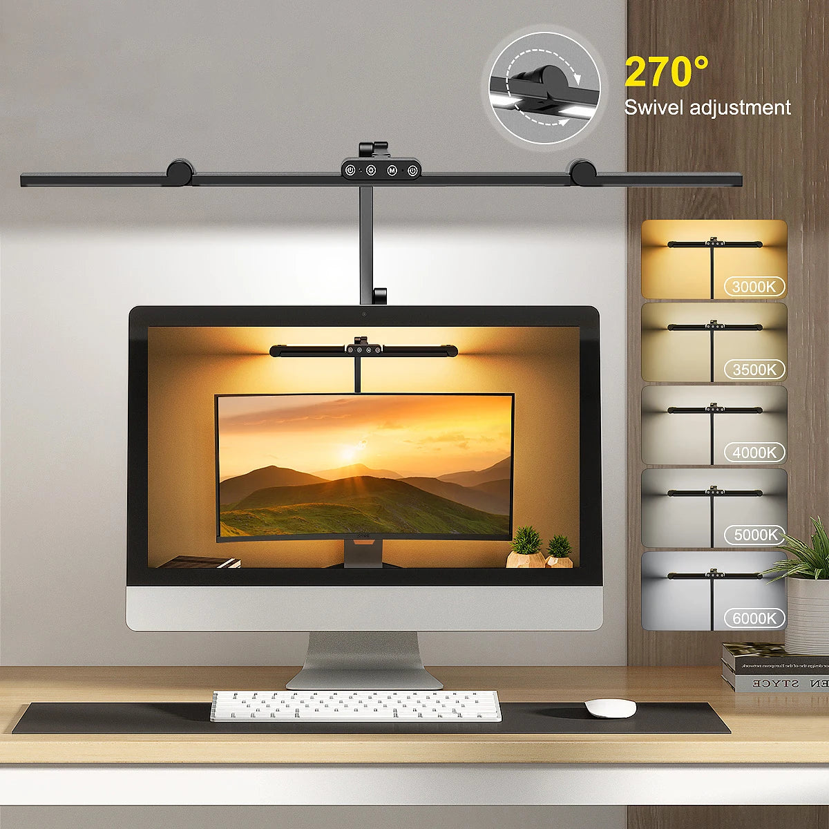 24 W Super Bright Dimmable LED Desk Lamp, 1500LUMEN LED Table Lamp for Home And Office with Ambient Light, Daylight Lamp, Clamp