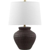 23-inch LED Ceramic Table Lamp with Dark Brown Finish, Included LED Bulb, Modern Lighting Collection