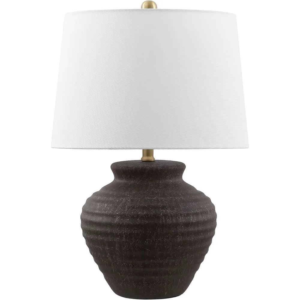 23-inch LED Ceramic Table Lamp with Dark Brown Finish, Included LED Bulb, Modern Lighting Collection