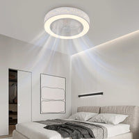 22" Dimmable Pendant Lamp Ceiling Fan with Remote Control 3-Color 6 Speeds Semi Flush Mount Round Invisible LED Fan Chandelier
