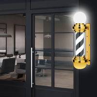 Golden Black White Rotating Barber Pole Light - 68cm LED Salon Open Sign - Wall Mount Hairdresser Decor for Salon & Barber Shop