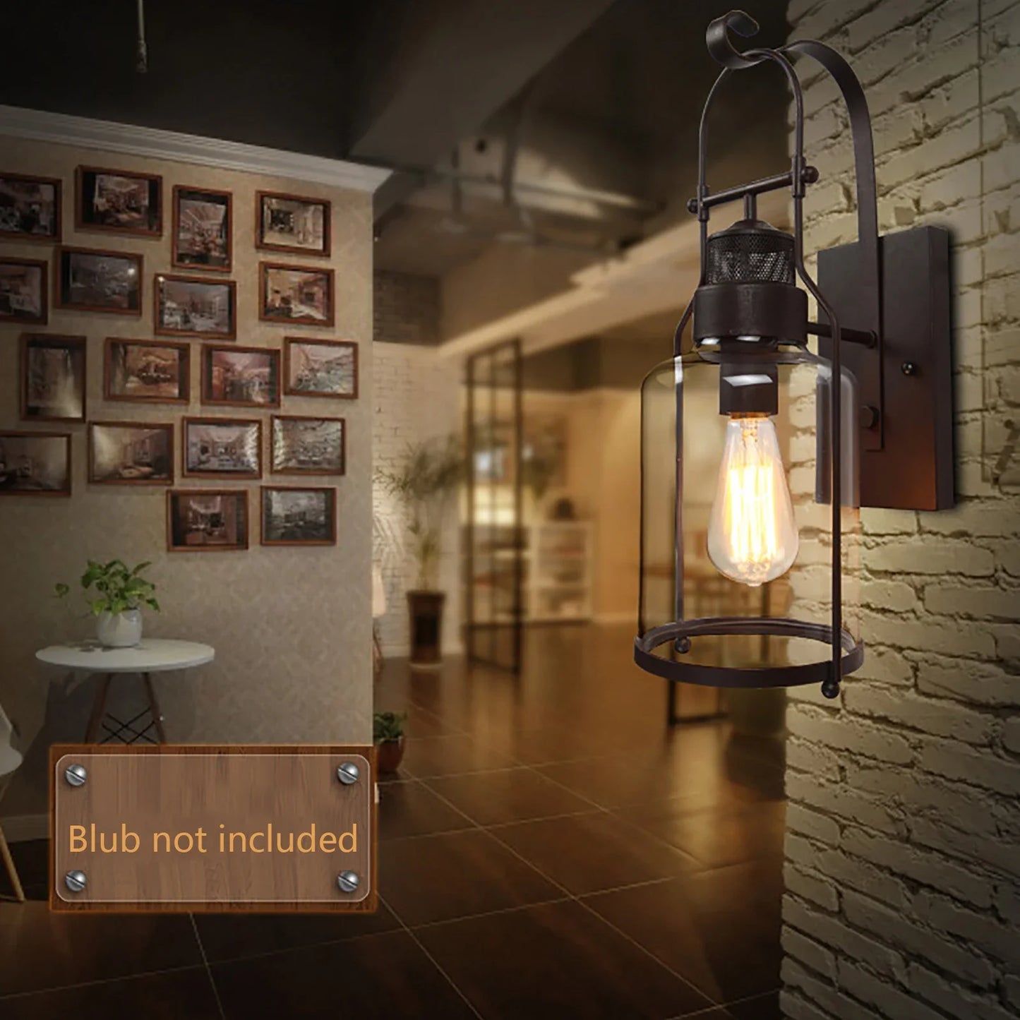 110-220V ‎Indoor Rustic Light Fixtures,Retro Vintage Industrial Wall Lantern, Farmhouse Wall Lamp with Clear Lampshade